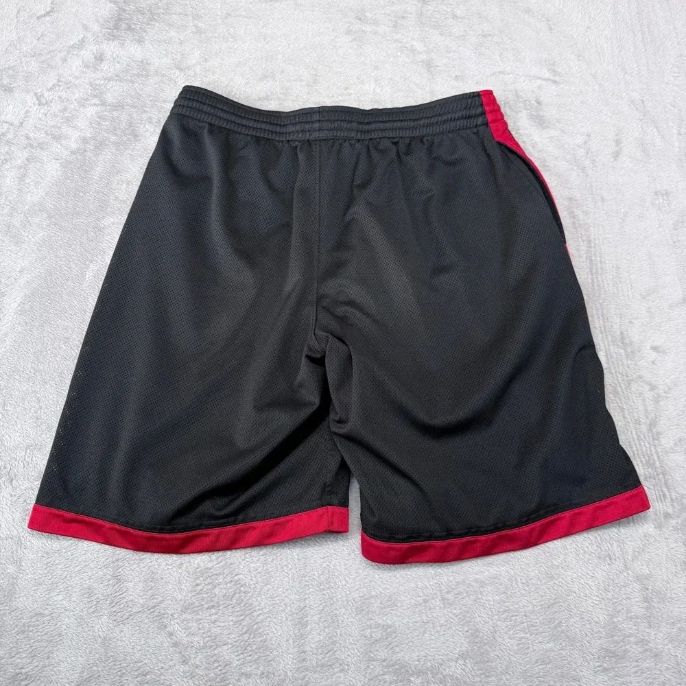 Nike Basketball Shorts Mens Large Black Red Mesh Athletic Gym Pockets Drawstring